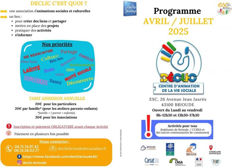 Déclic – Programme Animations jusqu’en juillet