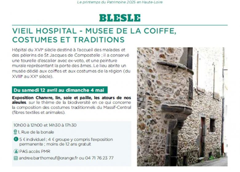 Dans le cadre du Printemps du Patrimoine Musée de la coiffe et du costume  traditionnel