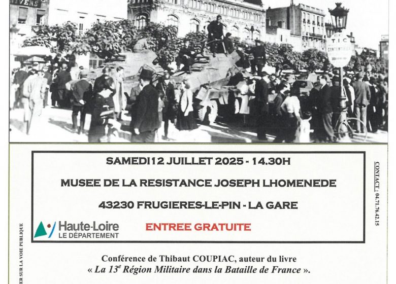 Conférence : la 13e région militaire dans la Bataille de France