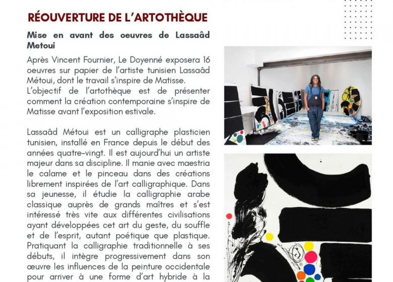 Mise en avant des oeuvres de Lassaâd Metoui – Réouverture de l&rsquo;arthothèque