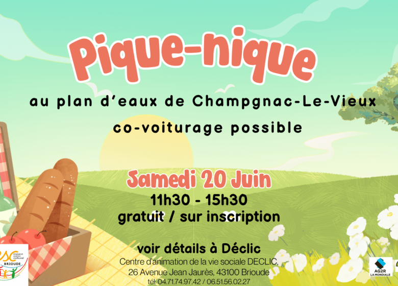 DECLIC d&rsquo;été – Pique-nique au plan d&rsquo;eau de Champagnac-le-Vieux
