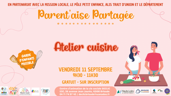Parent&rsquo;aise partagée – atelier cuisine