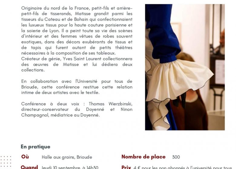 Conférence Matisse – Yves Saint Laurent
